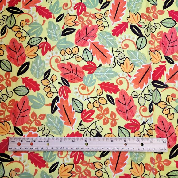 Fall Leaf Cotton Fabric 1yd x 44 In My Pumpkin Patch Autumn Quilt M'Liss Crafts - Picture 3 of 8